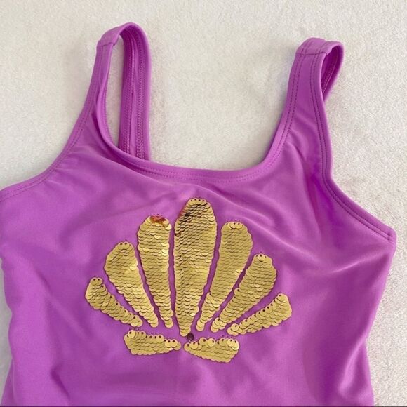 Cat and Jack Girls Sea Shell Sequin One Piece Swim Girl Size XS - Picture 2 of 7